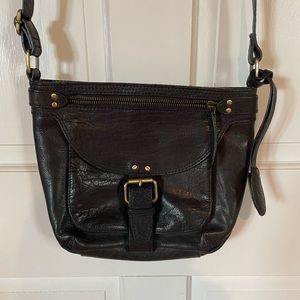 Black leather crossbody bag